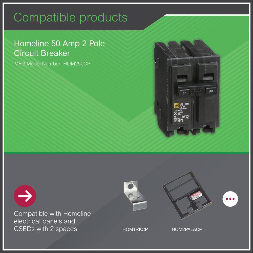 Square D Homeline 50 Amp 2-Pole Circuit Breaker(HOM250CP)