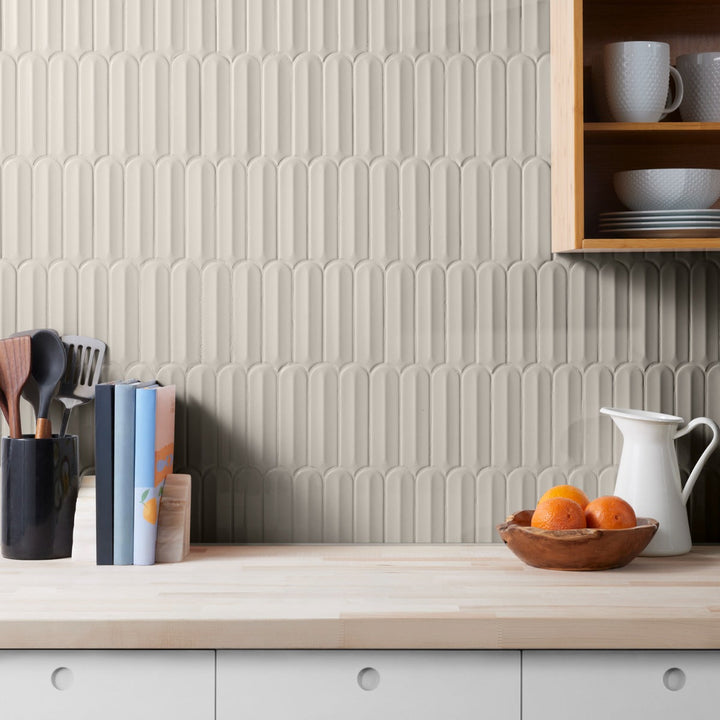 Brookline Feather Mushroom Gray 2x7 Fish Scale Glossy Ceramic Mosaic Tile