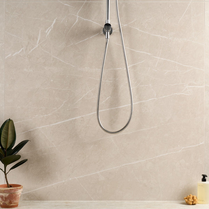 Autograph Crema Beige 48x48 Marble Look Satin Porcelain Tile - Tilebar