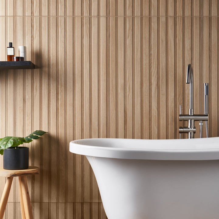 Nobu Ribbon Miel Brown 24x48 Matte Wood Look Porcelain Tile