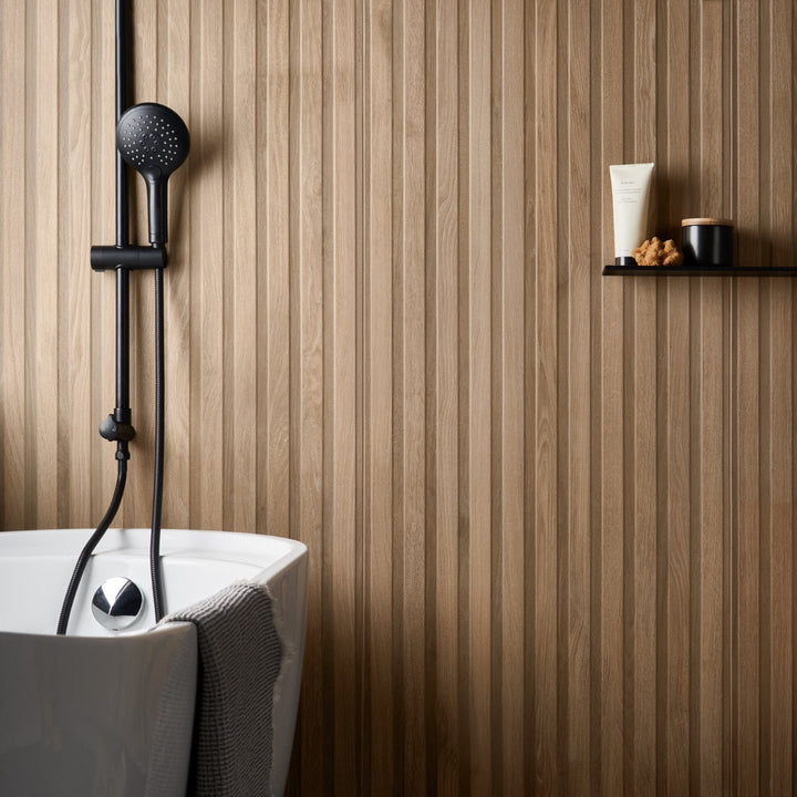 Nobu Ribbon Tan Brown 24x48 Wood Look Matte Porcelain Tile