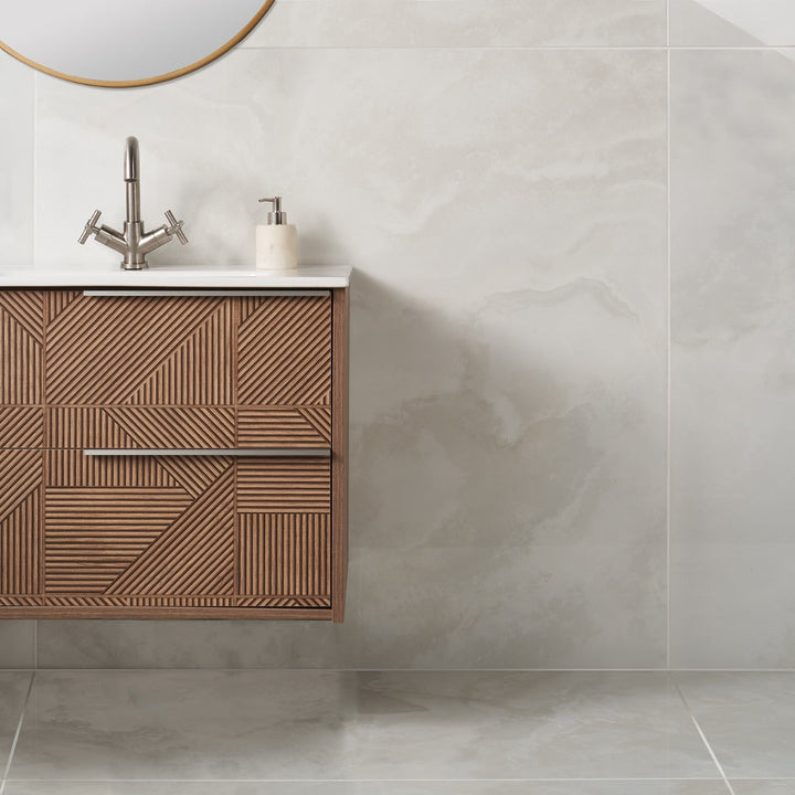 Jewel Onyx White 48x48 Polished Porcelain Tile by Lux Tile