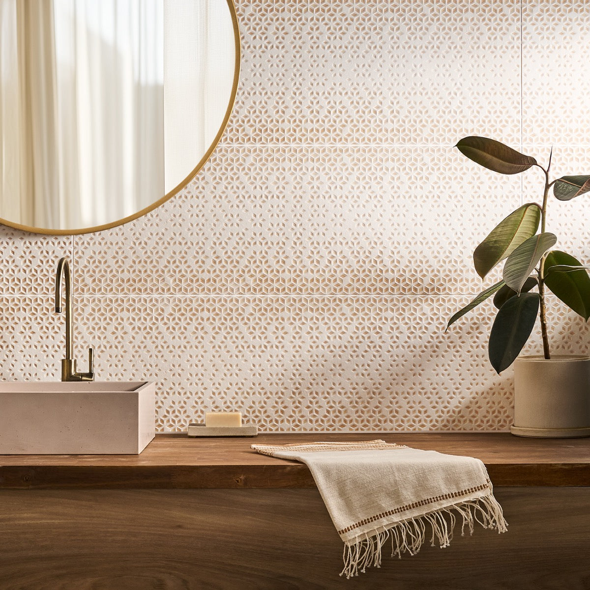Terramay Flower Terracotta 12x36 Textured Mixed Finish Ceramic Tile