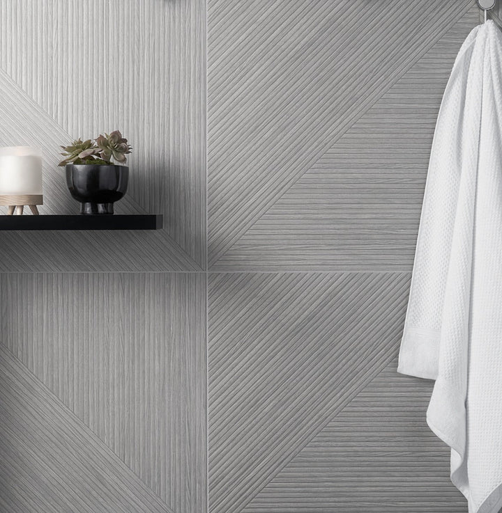 Tilebar Enso Gray 24x48 Ribbed Matte Fluted Porcelain Tile