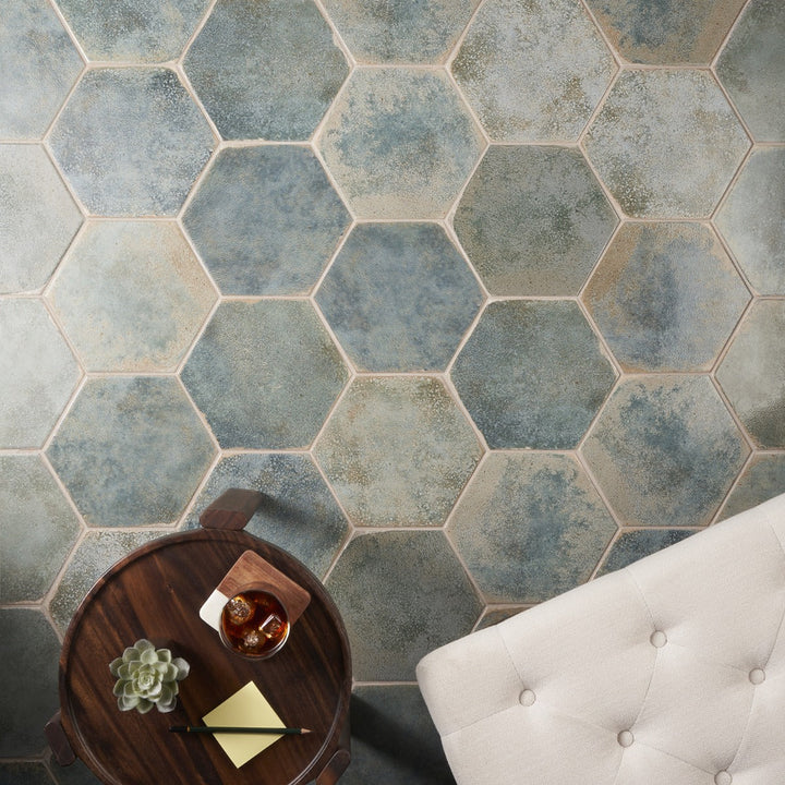 Lux Tile Kalay Green 9" Hexagon Polished Porcelain Tile