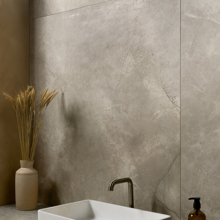 Autograph Grand Grigio Gray 48x48 Marble Look Satin Porcelain Tile
