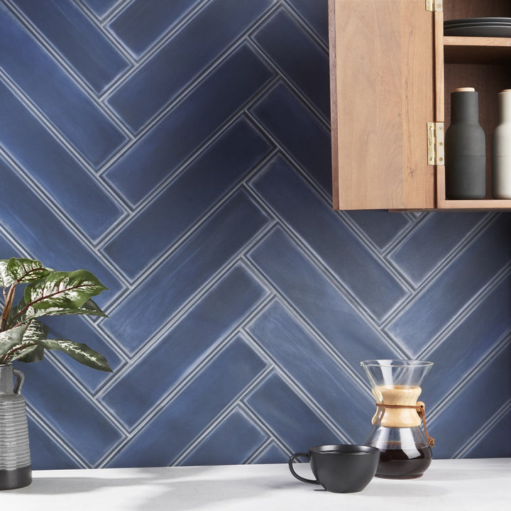Stacy Garcia ArtBlock Denim Blue 4x16 Matte Porcelain Tile