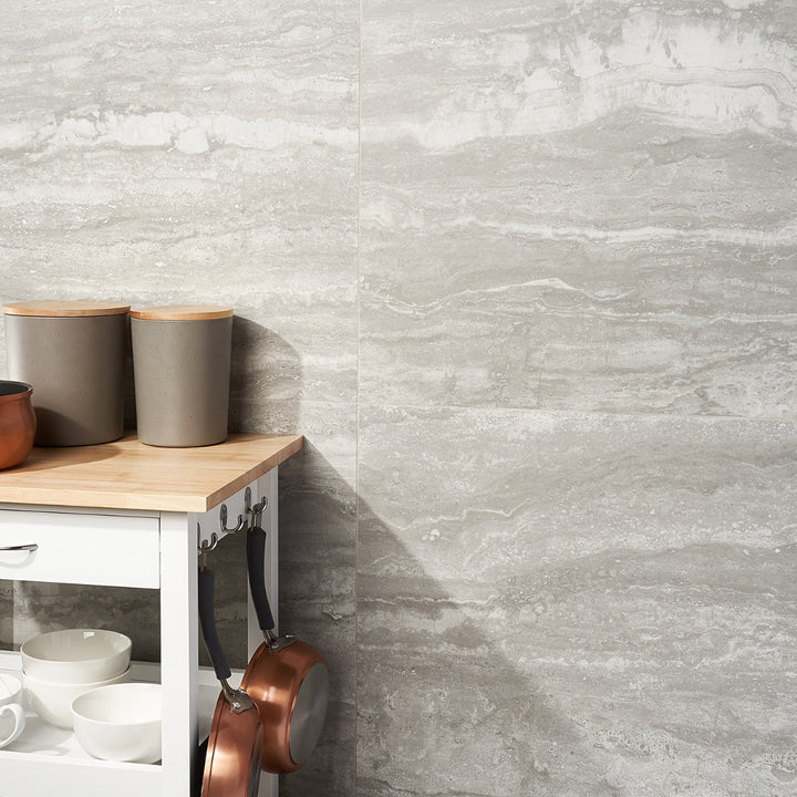 Basic Travertine Silver 24x48 Matte Porcelain Tile - Lux Tile