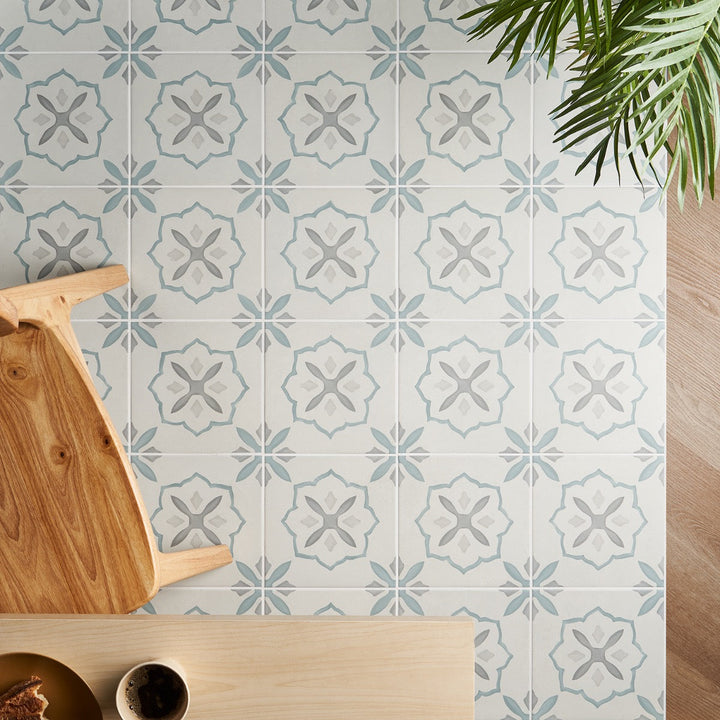 Lapaz Stella Blue 9x9 Matte Porcelain Tile - Mediterranean Encaustic Look