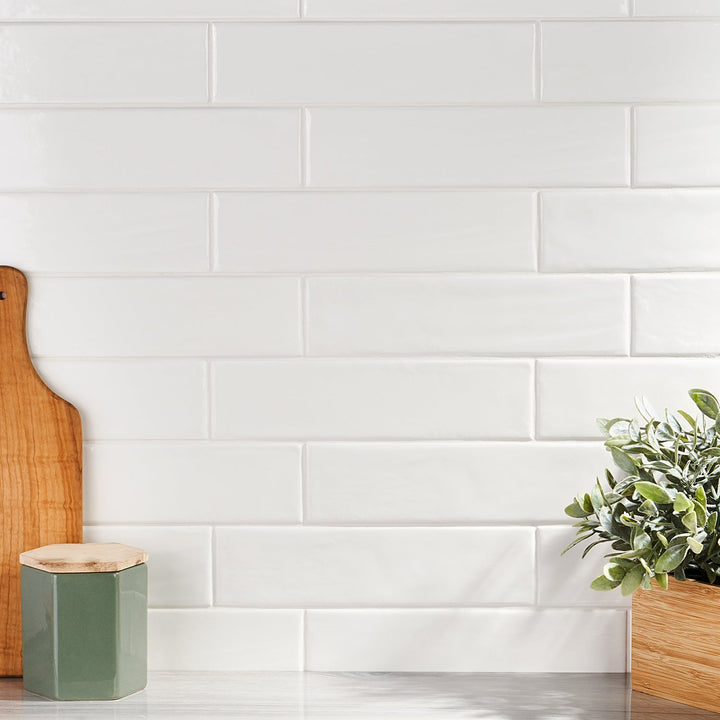 Chance White 2x10 Glossy Ceramic Subway Tile for Walls