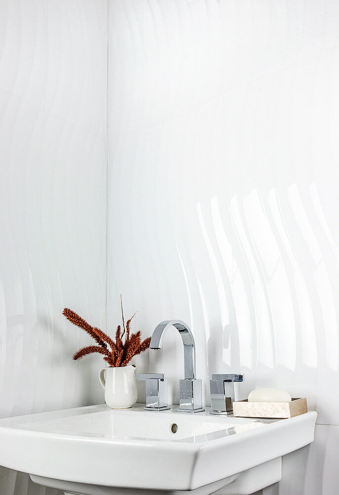 Gentle Waves White 12x36 Polished Ceramic Wall Tile