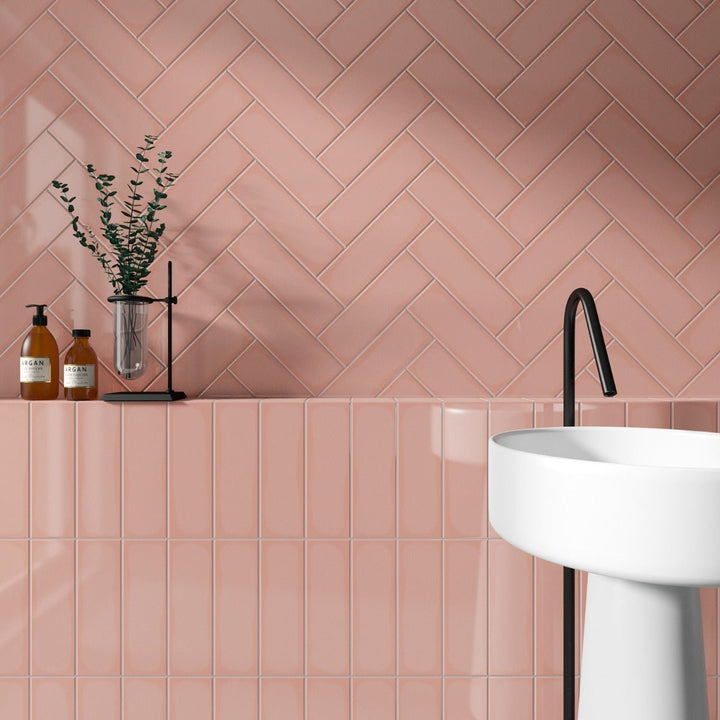 Park Hill Pink Polished Porcelain Subway Tile 4x12