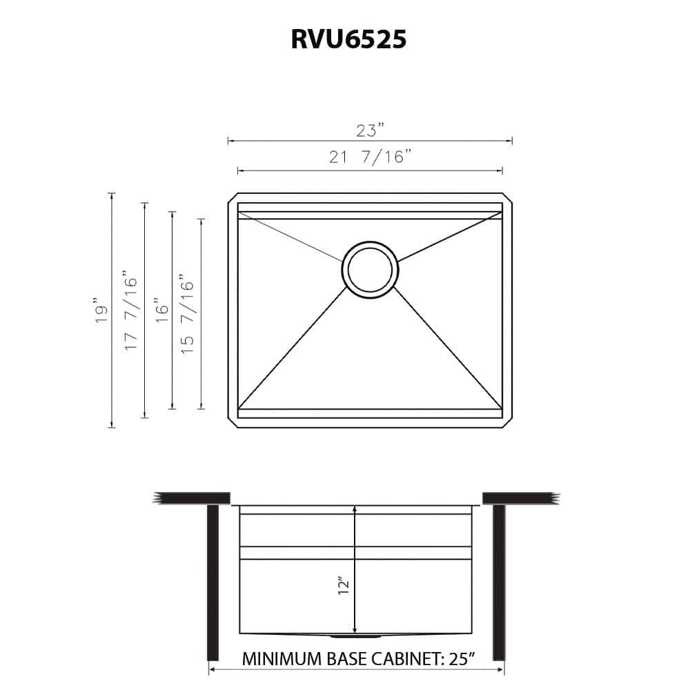 Ruvati Alto 23 in. x 19 in. x 13 in. 16 Gallons Undermount Laundry/Utility Sink in Stainless Steel with Washboard