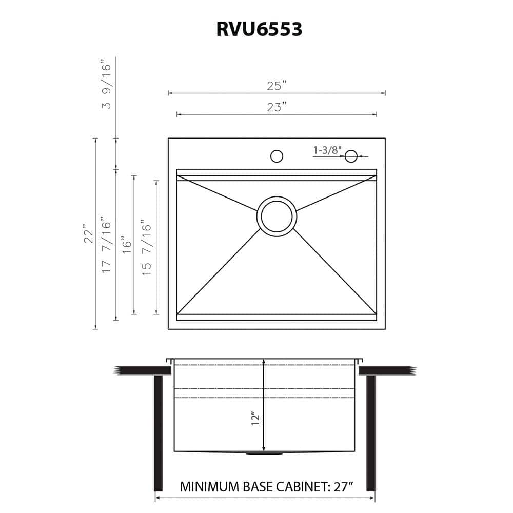 Ruvati Alto 25x22x12 Inch Stainless Steel Laundry Workstation Sink with Washboard