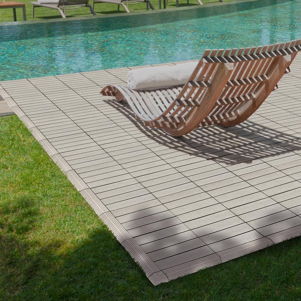 CREATIVE SURFACES 3 in. x 12 in. Composite Deck Tile Edge Trim in Star Gray (4-Pieces Per Box)