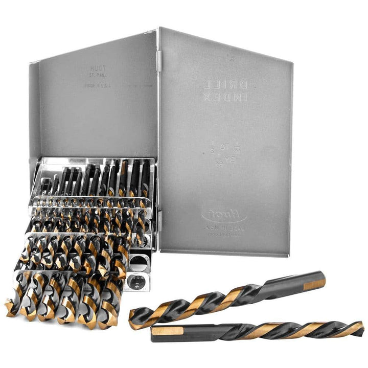 STARK USA Heavy-Duty High Speed Steel Drill Bit Set Black Gold Finish HSS 135 Split Jobber Length (21-Pieces)