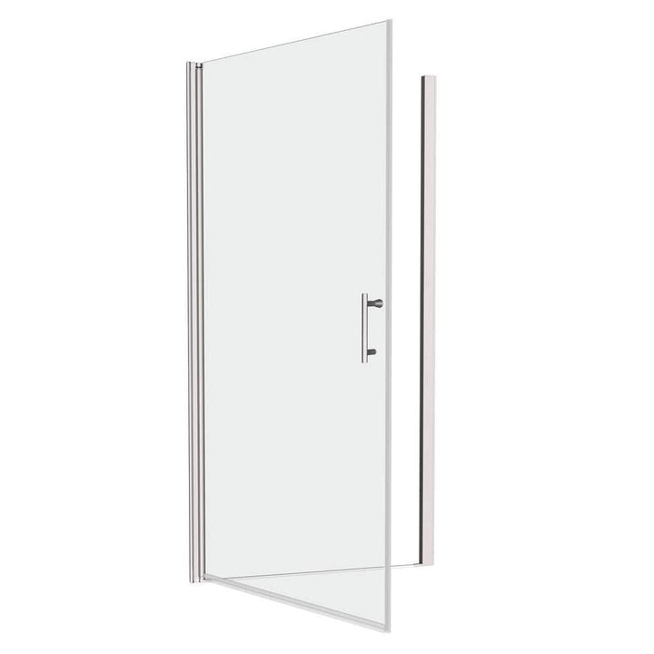 Staykiwi 24 to 25.37 in. W x 72 in. H Semi Frameless Pivot Shower Door in Chrome Finish with Clear Tempered Glass