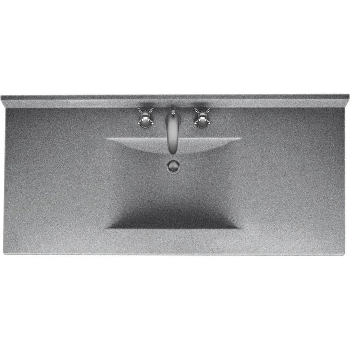Swan Contour 43 in. W x 22 in. D Solid Surface Vanity Top with Integral Sink in Gray Granite
