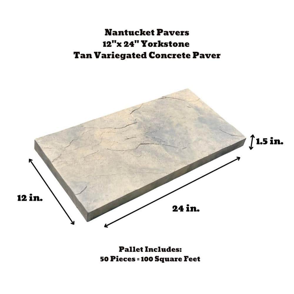 Nantucket Pavers Yorkstone 12 in. x 24 in. x 1.5 in. Tan Variegated Concrete Paver (50-Pieces/100 sq. ft./Pallet)