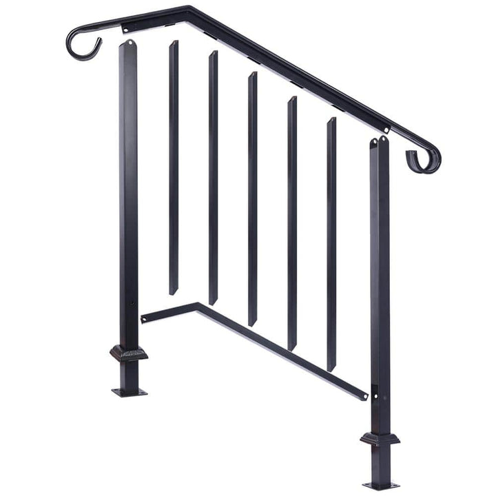 Tatayosi 2 in. H x 30 in. W Steel Handrails for Outdoor Steps, Fit 2 or 3 Steps Outdoor Stair Railing, Flexible Porch Railing Kit