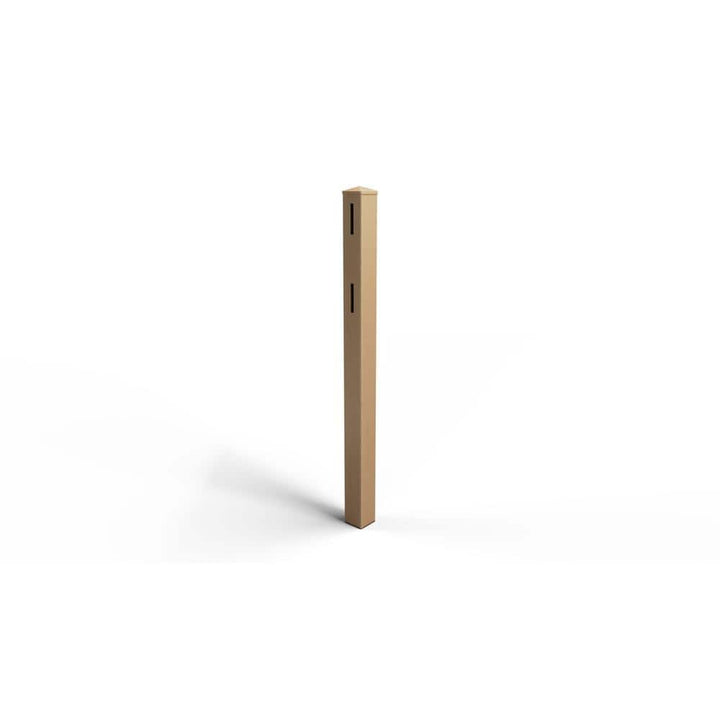 Natures Composites Composite 2-Rail Start/End Post with Post Cap for Traditional Ranch Rail System (5 in. x 5 in. x 50 in. L) Timber Brown