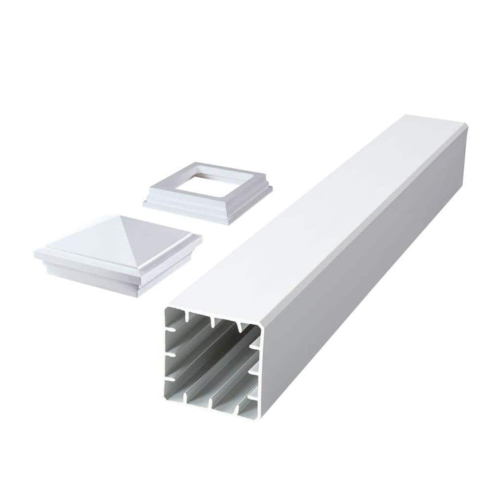 Fiberon CountrySide 5 in. x 5 in. x 39 in. Tranquil White Capped Composite Beveled Post Sleeve Kit with Cap and Skirt