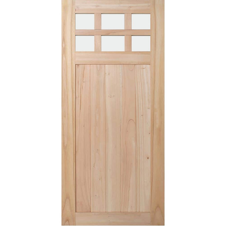 JELD-WEN 36 in. x 80 in. Farmhouse Unfinished Solid Wood 6-Lite Obscure Glass Interior Door Slab
