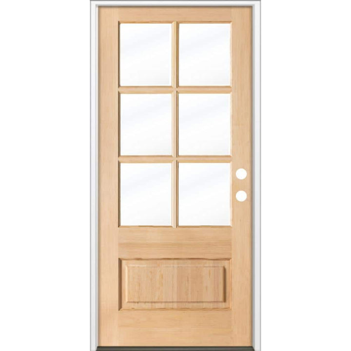 36 in. x 80 in. Farmhouse LH 3/4 Lite Clear Glass Unfinished Douglas Fir Prehung Front Door