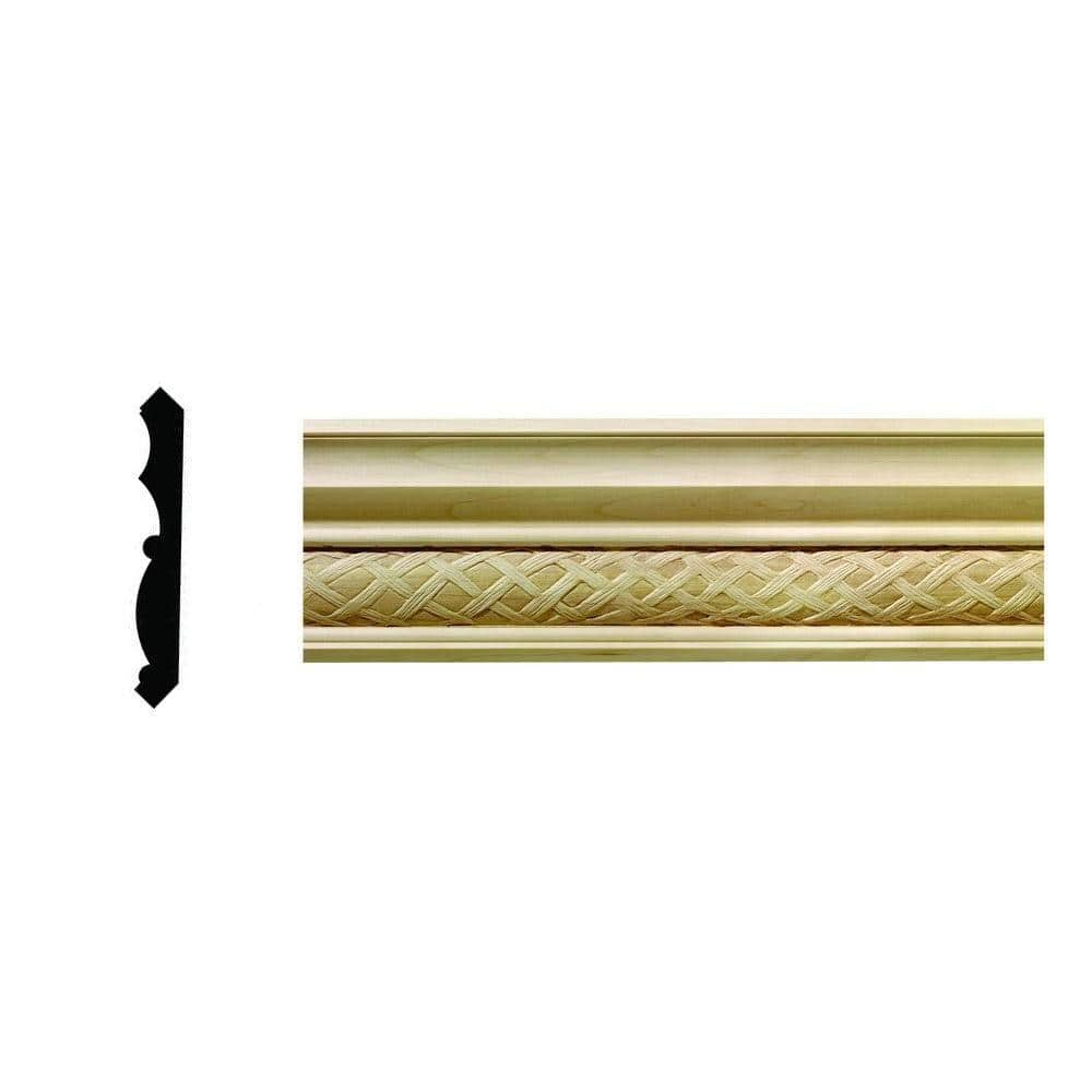 Ornamental Mouldings 1/2 in x 3-3/4 in x 96 in. Hardwood White Unfinished Loose Weave Crown Moulding