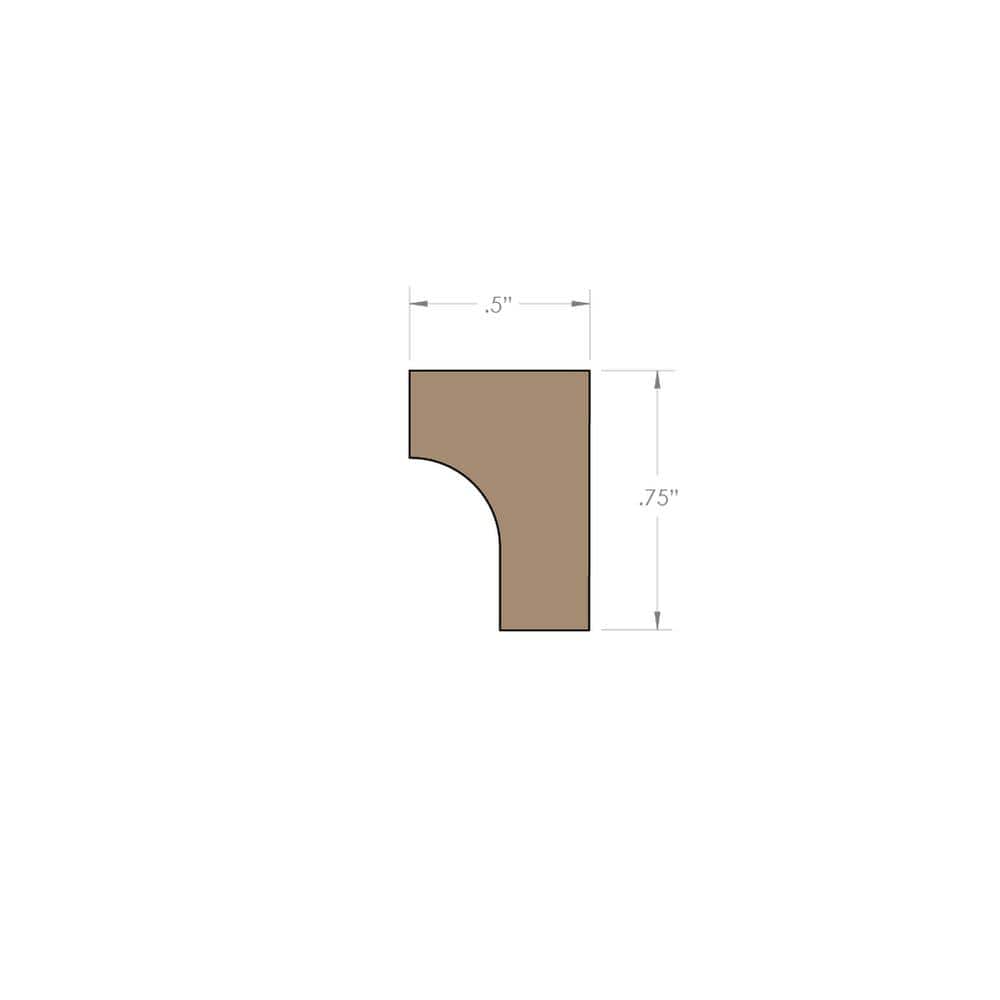 Stairtek 1/2 in. x 3/4 in. x 48 in. Unfinished Red Oak Cove Moulding