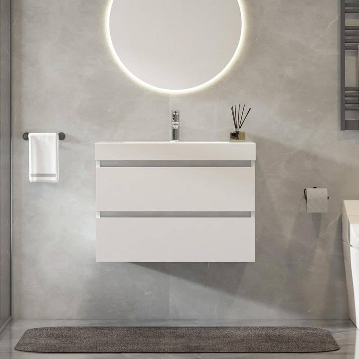 Vanity Art Annecy 24 in. W x 18.5 in. D x 20 in. H Bathroom Wall Hung Vanity in White with Single Basin Vanity Top in White Resin