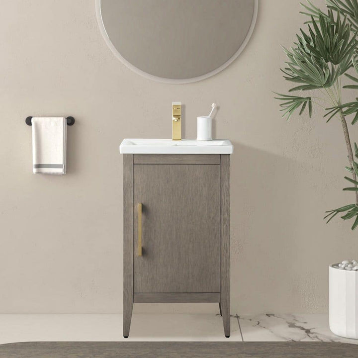 Vanity Art 20 in. W x 15.8 in. D x 34 in. H Single-Sink Bathroom Vanity Cabinet in Driftwood Gray with White Ceramic Top