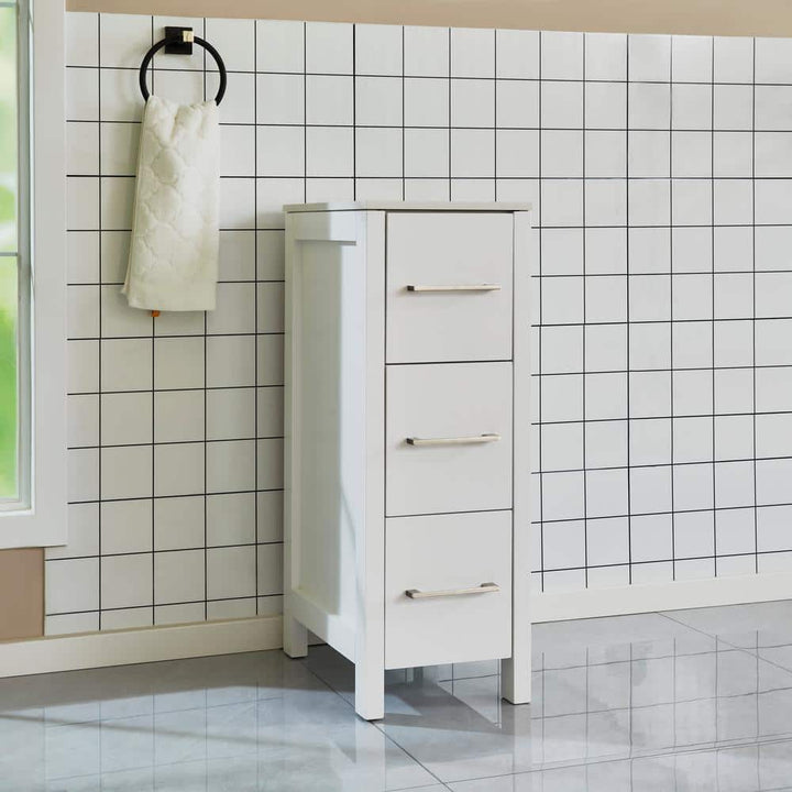 Vanity Art 12 in. W x 18.5 in. D x 30 in. H Bath Vanity Side Cabinet in White with Engineered Marble Top