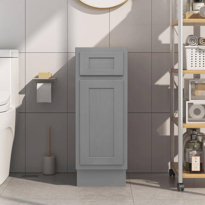 Vanity Art 12 in. W x 21 in. D x 32.5 in. H 1-Drawer Bath Vanity Cabinet without Top in Silver