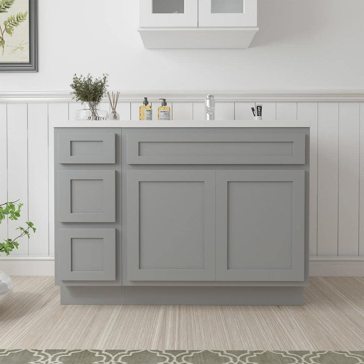 Vanity Art 51 in. W. x 21 in. D x 32.5 in. H Bath Vanity Cabinet without Top in Gray
