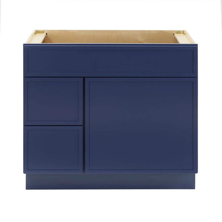 Vanity Art 36 in. W x 21 in. D x 32.5 in. H 2-Left Drawers Bath Vanity Cabinet without Top in Blue