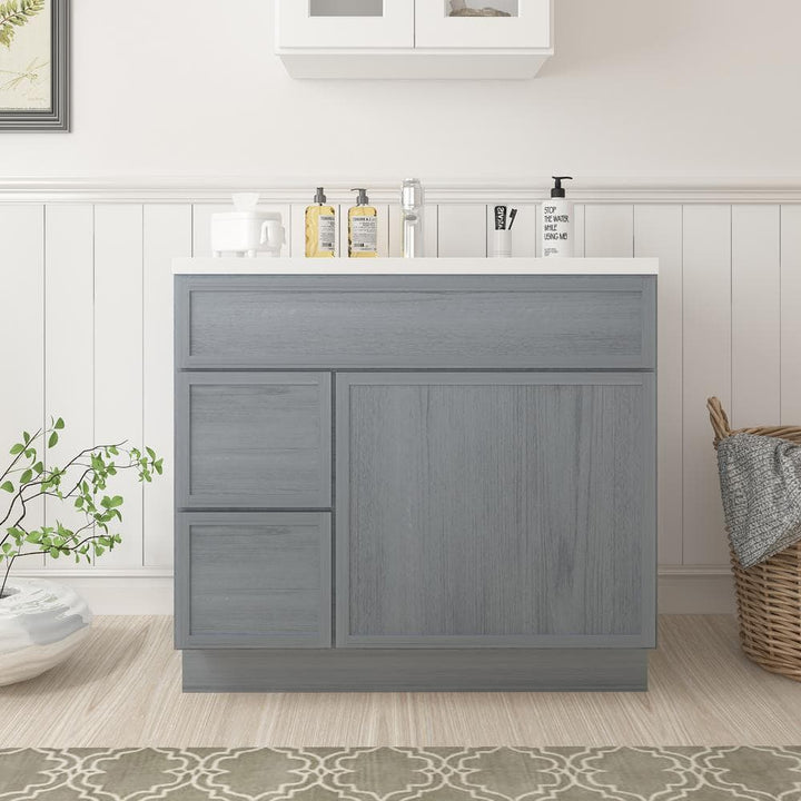 Vanity Art 36 in. W. x 21 in. D x 32.5 in. H 2-Left Drawers Bath Vanity Cabinet without Top in Smoky Gray
