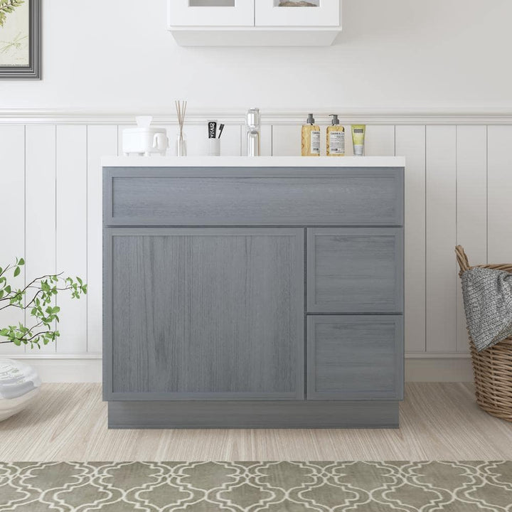 Vanity Art 36 in. W x 21 in. D x 32.5 in. H 2-Right Drawers Bath Vanity Cabinet without Top in Smoky Gray