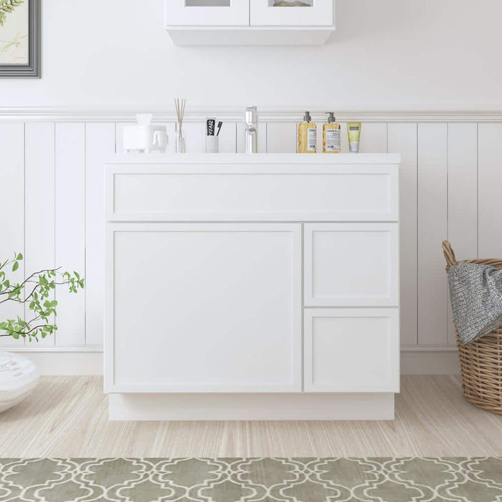 Vanity Art 36 in. W x 21 in. D x 32.5 in. H 2-Right Drawers Bath Vanity Cabinet without Top in White