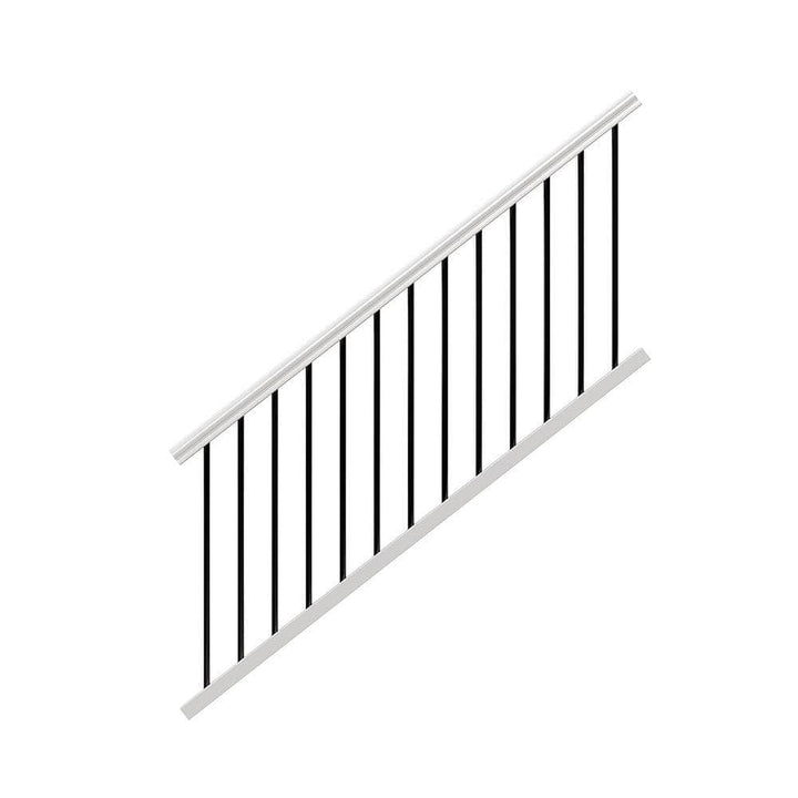Veranda 6 ft. x 36 in. Traditional White PolyComposite Stair Railing Kit with Black Metal Balusters