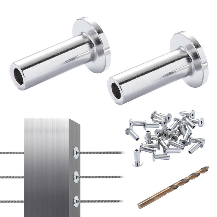 VEVOR T316 Stainless Steel Protector Sleeves for 1/8 in. Wire Rope Cable Railing Balustrade Marine Grade Come with A Drill Bit