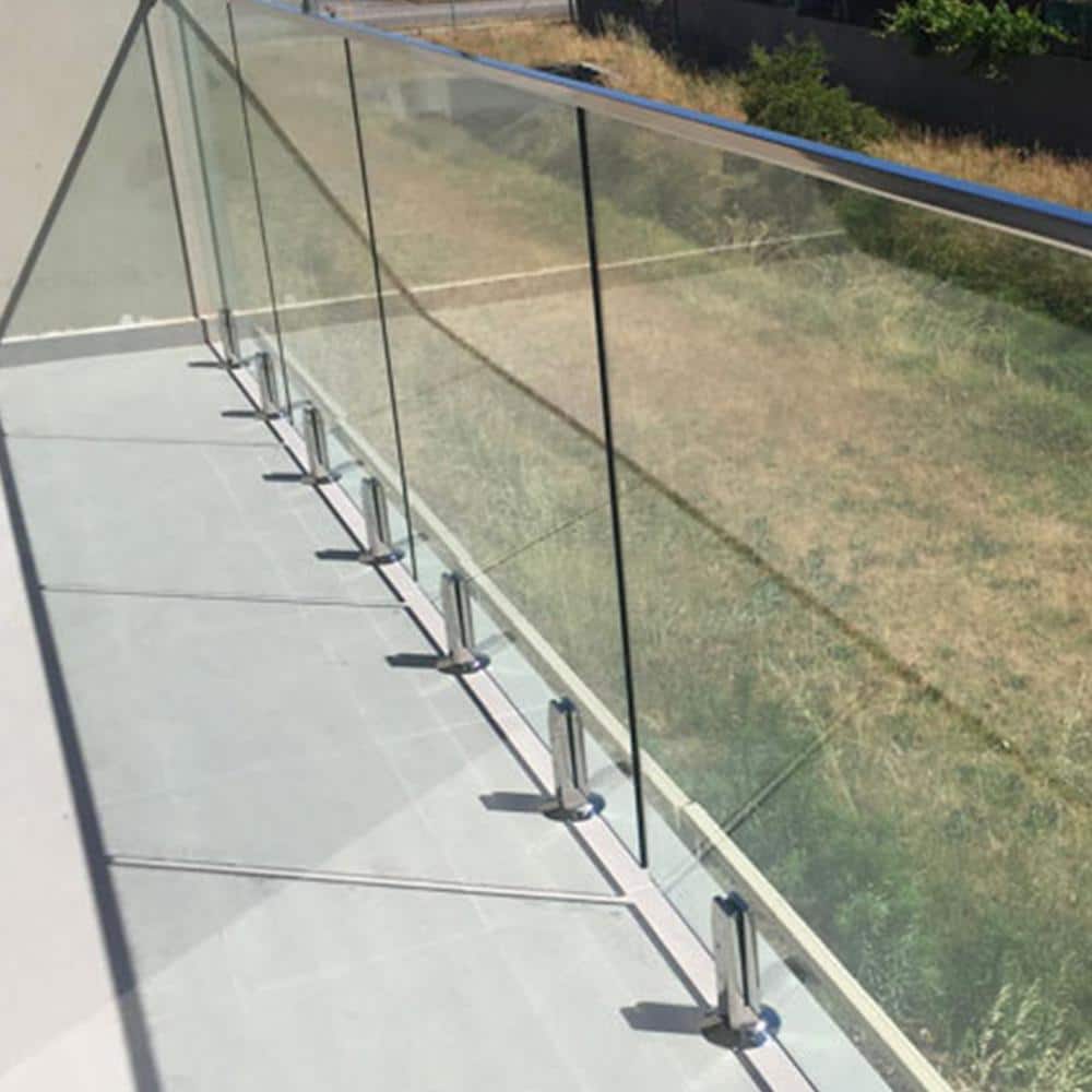 VEVOR Glass Railing Clamp 4 PCS Glass Railing 3.8 x 3.8 x 6.3 in. Glass Clamp for Glass Thickness 3/10 in. to 1/2 in., Silver