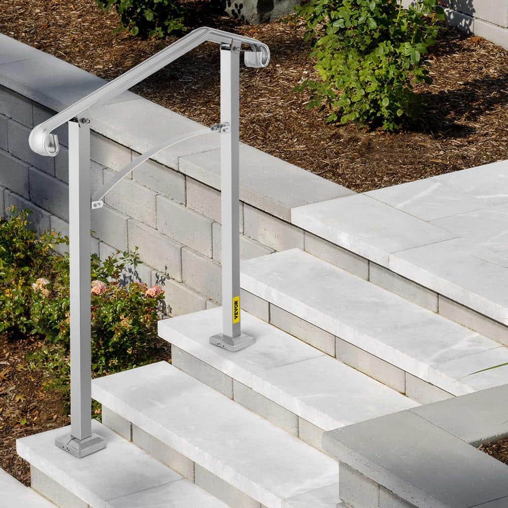 VEVOR Stair Railing Hand Rail Kit Fit 2 or 3 Steps Alloy Metal Step Handrail for Outdoor