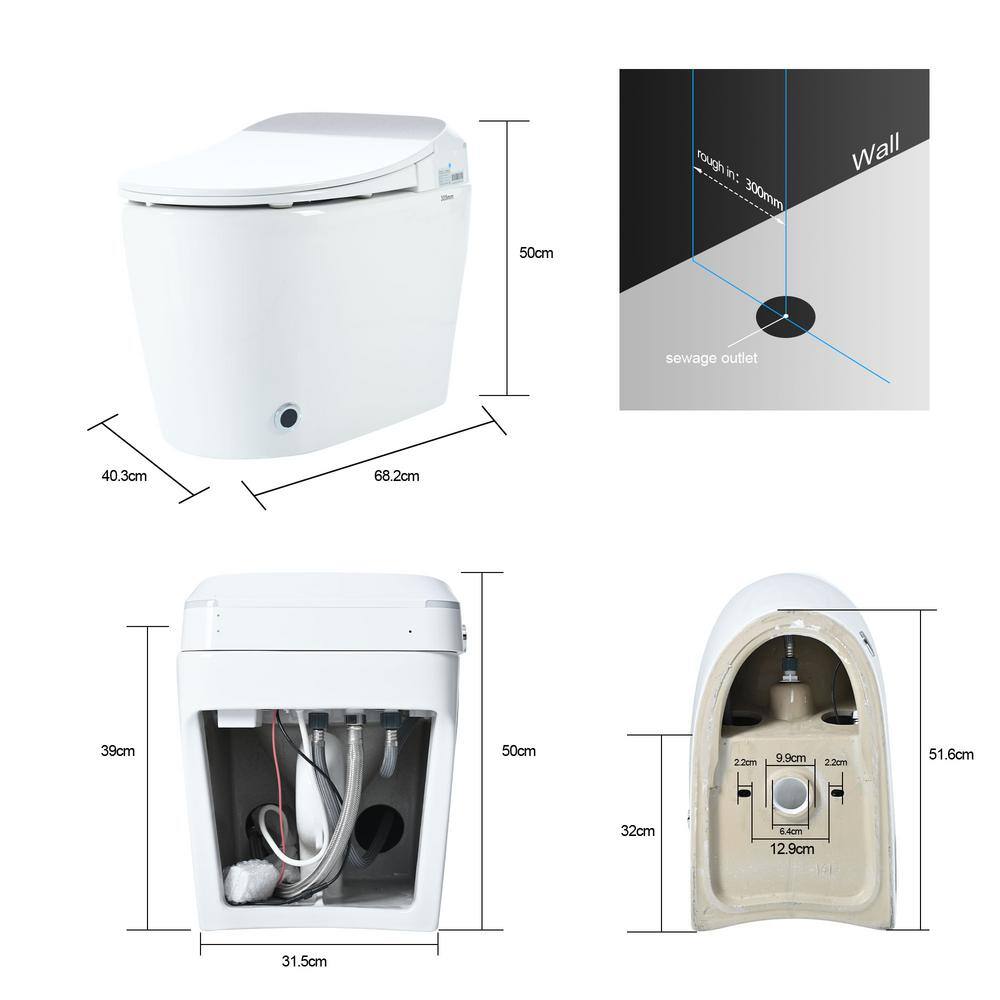 Abruzzo Tankless Elongated Smart Toilet Bidet with Auto Flush and Heated Seat