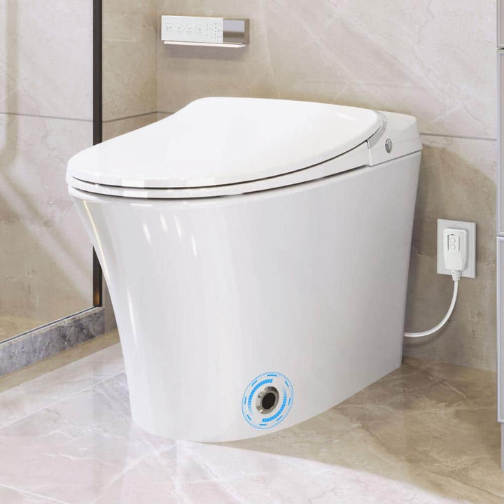 Abruzzo Elongated Smart Bidet Toilet in White with Heated Seat, Remote Control, and Dryer