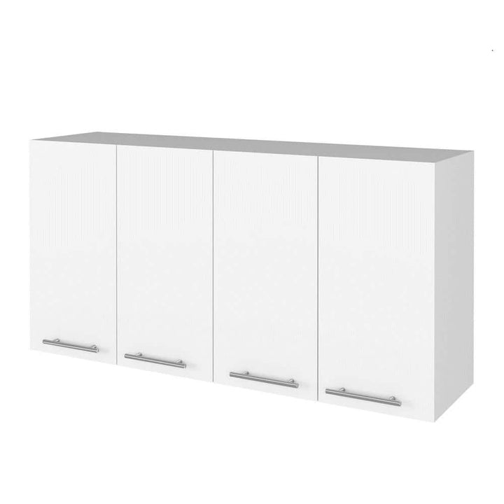 Amucolo 47.2 in. W x 13.1 in. D x 23.6 in. H White Ready to Assemble Wall Kitchen Cabinet with Shelves and Four Doors