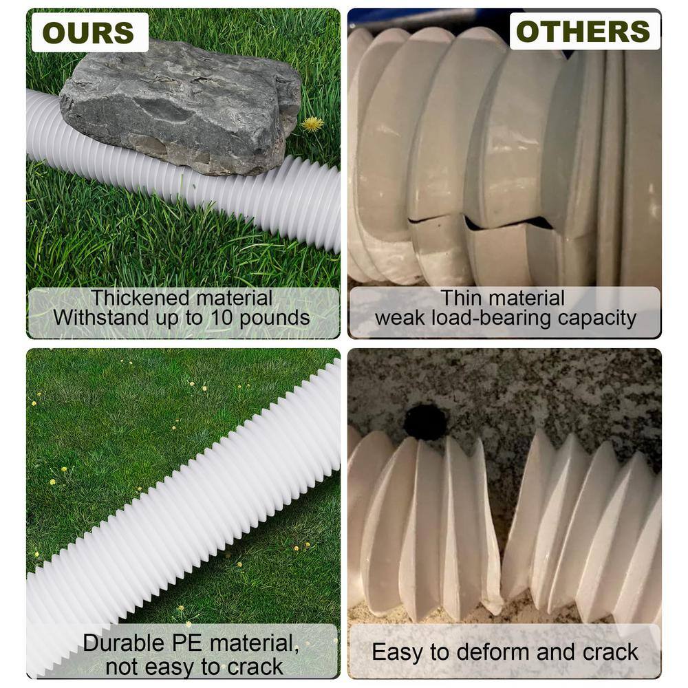 Angel Sar White Rain Gutter Downspout Extensions, Downspout Extender for Rainwater Drainage Flexible From 21 to 66 in. (2-Pack)