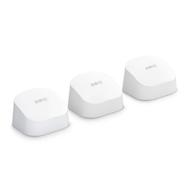 EERO 6 Dual-Band Mesh Wi-Fi 6 System with Built-in Zigbee Smart Home Hub (3-Pack, One eero 6 Router + 2 eero 6 Extenders)