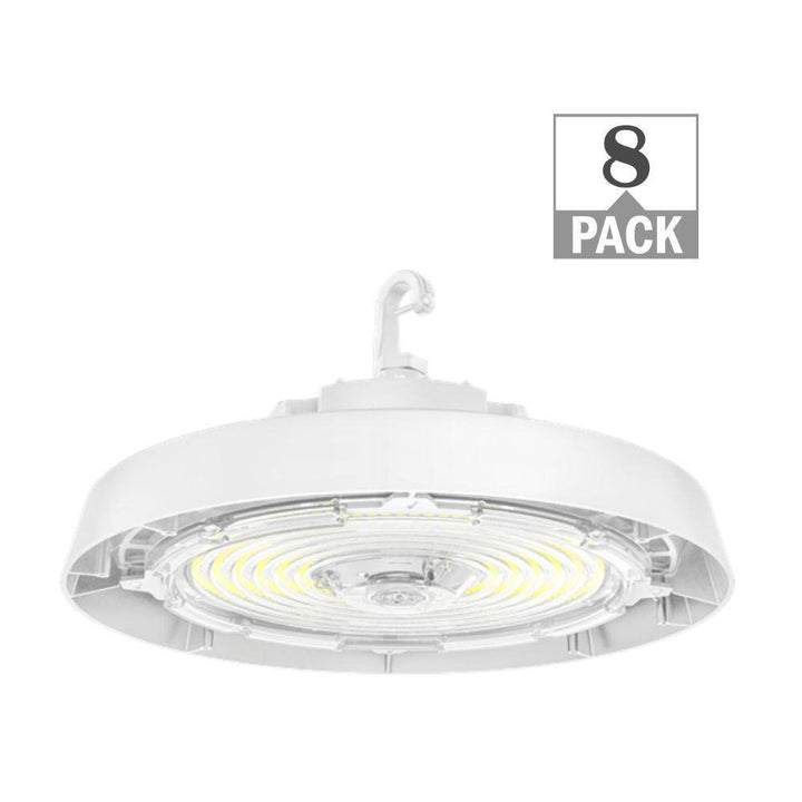 ETI LIGHTING 400-Watt Equivalent 11 in. Round Integrated LED White High Bay Light 27000-36000 Lumens Adjustable CCT 120-277V (8-Pack)