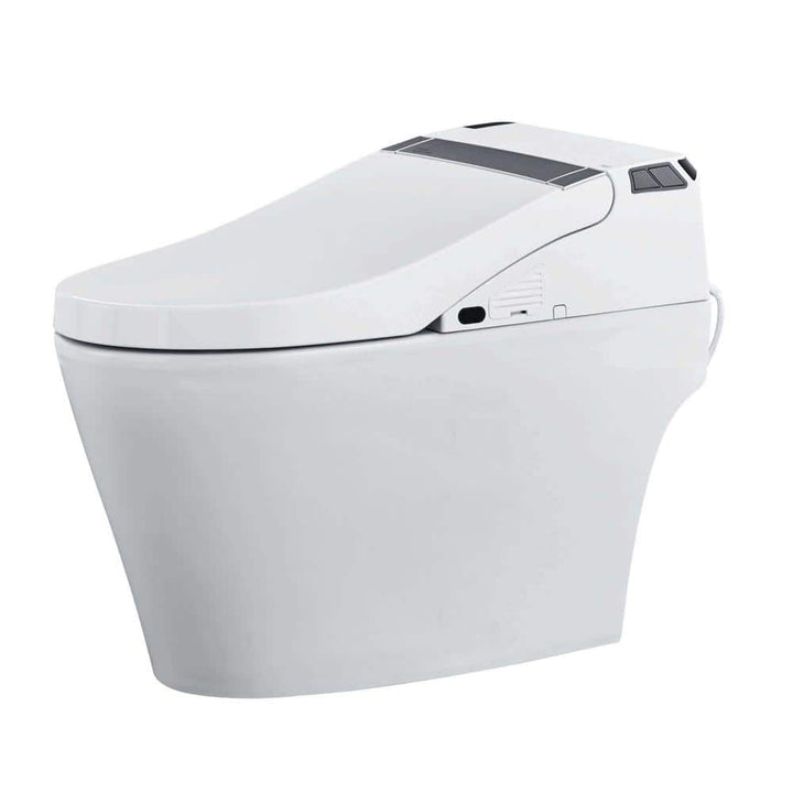 FINE FIXTURES Wave Dual Flush Elongated Toilet with Bidet Seat, White